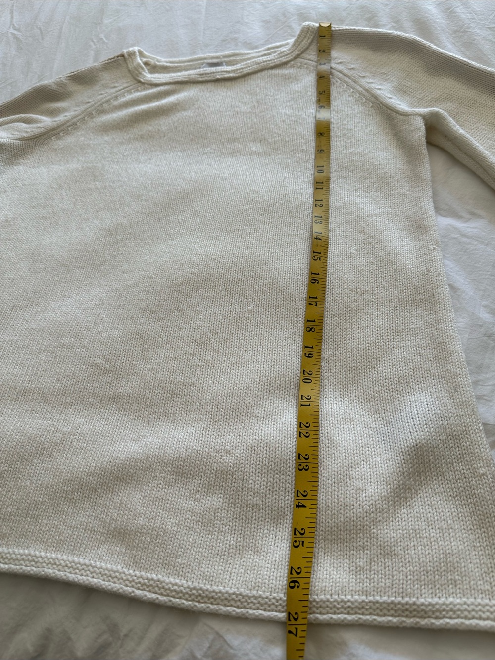 Chico's Cream & Tan Bell-Sleeve Crew Sweater, size medium (1) - Picture 11 of 14